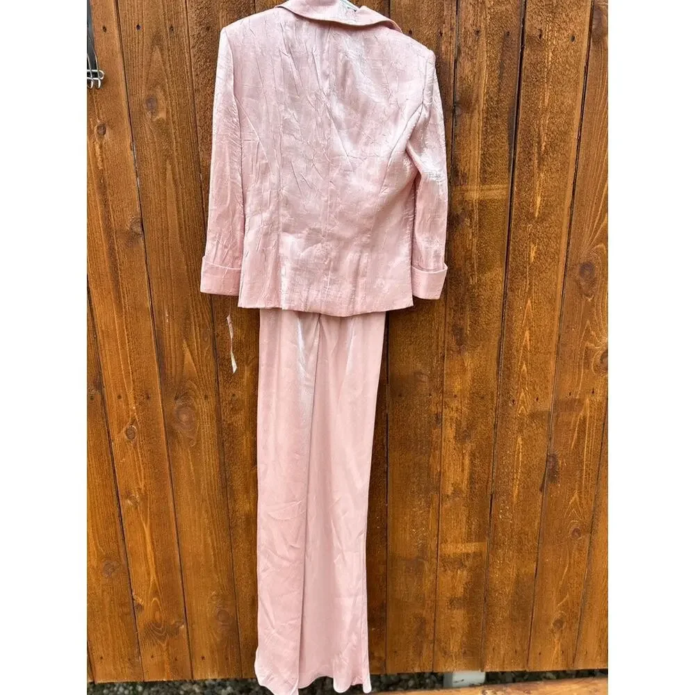 NWT Jessica Howard Pink Iridescent Metallic Formal Maxi Dress Jacket Set 8